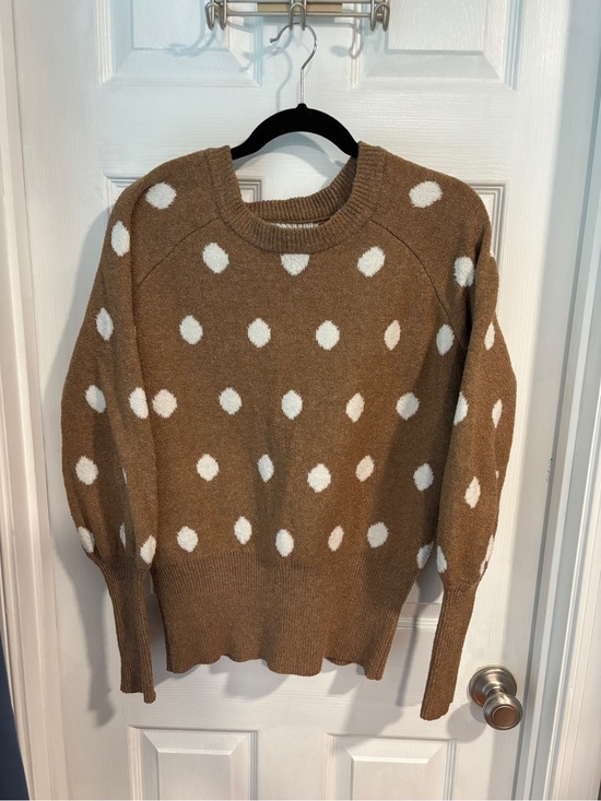 LC Lauren Conrad Sweaters - LC Lauren Conrad Brown Polka Dot Crewneck Sweater